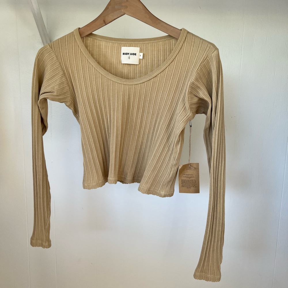 Sissy Pointelle Top in Sand - Size Small